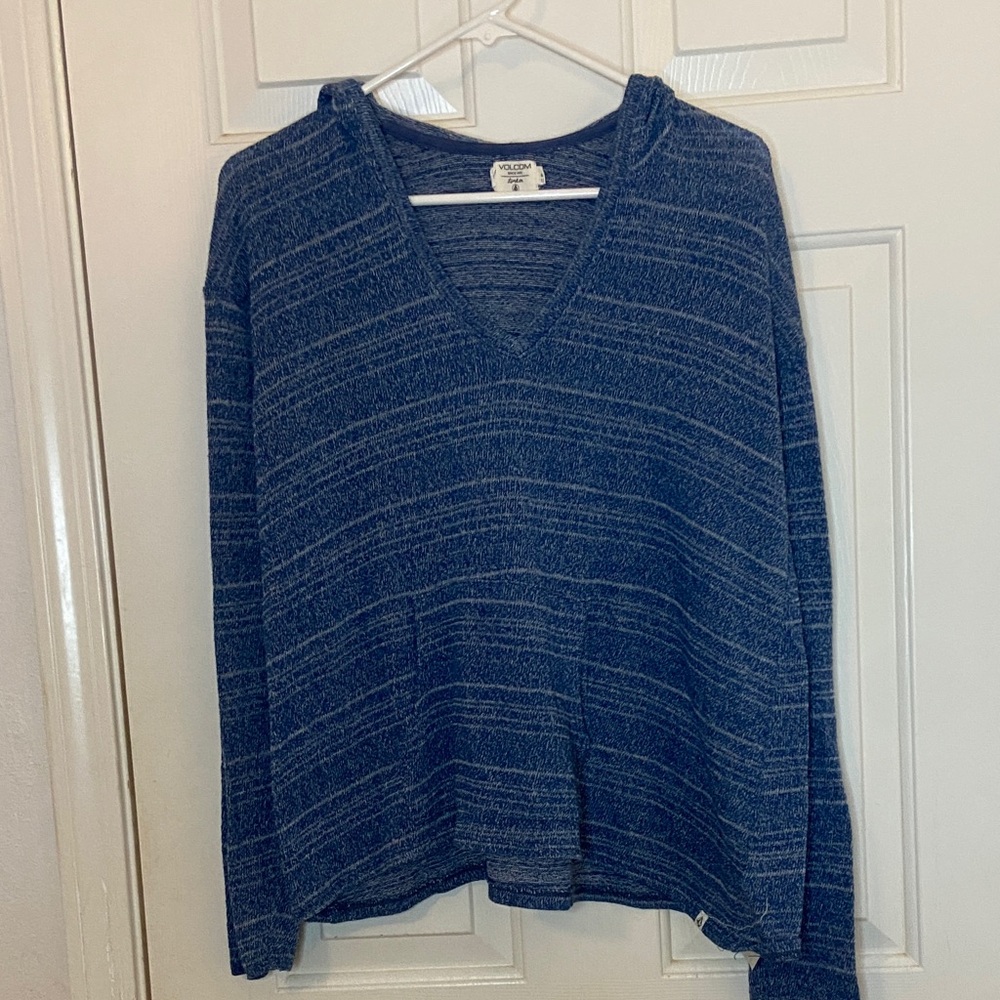 Volcom Youth Boys M12 Lightweight‎ V Neck Pull over Sweater Hoodie in Blue